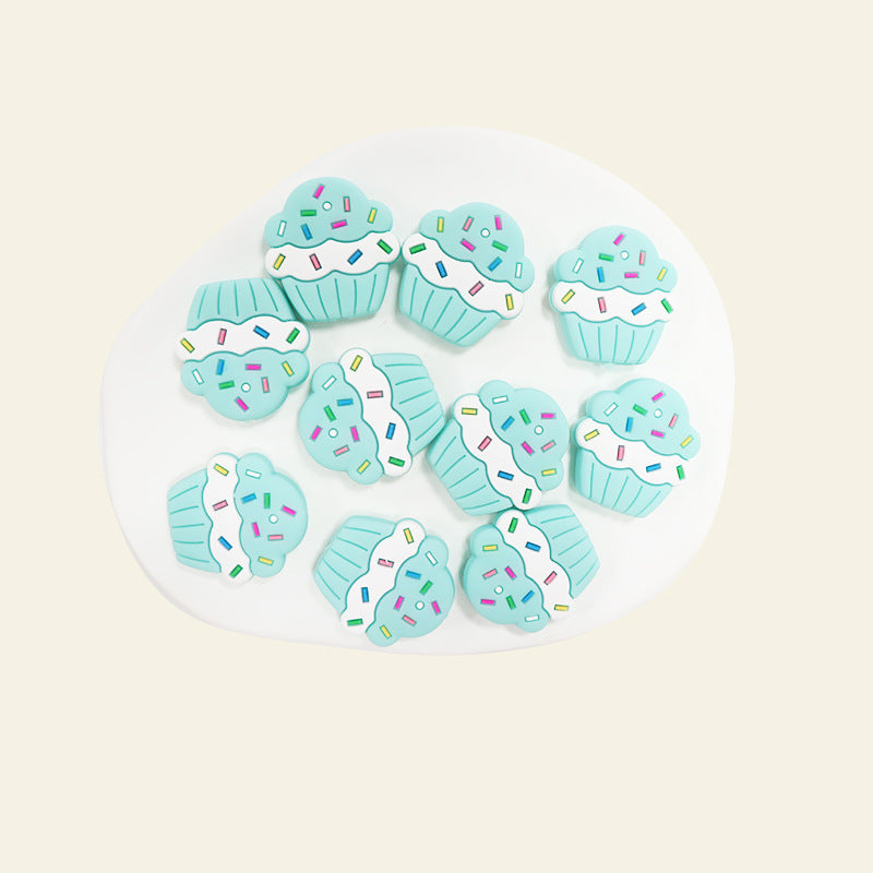 Wholesale 10pcs/pack cute little cake beaded pen beads silicone decorative accessories DIY beads